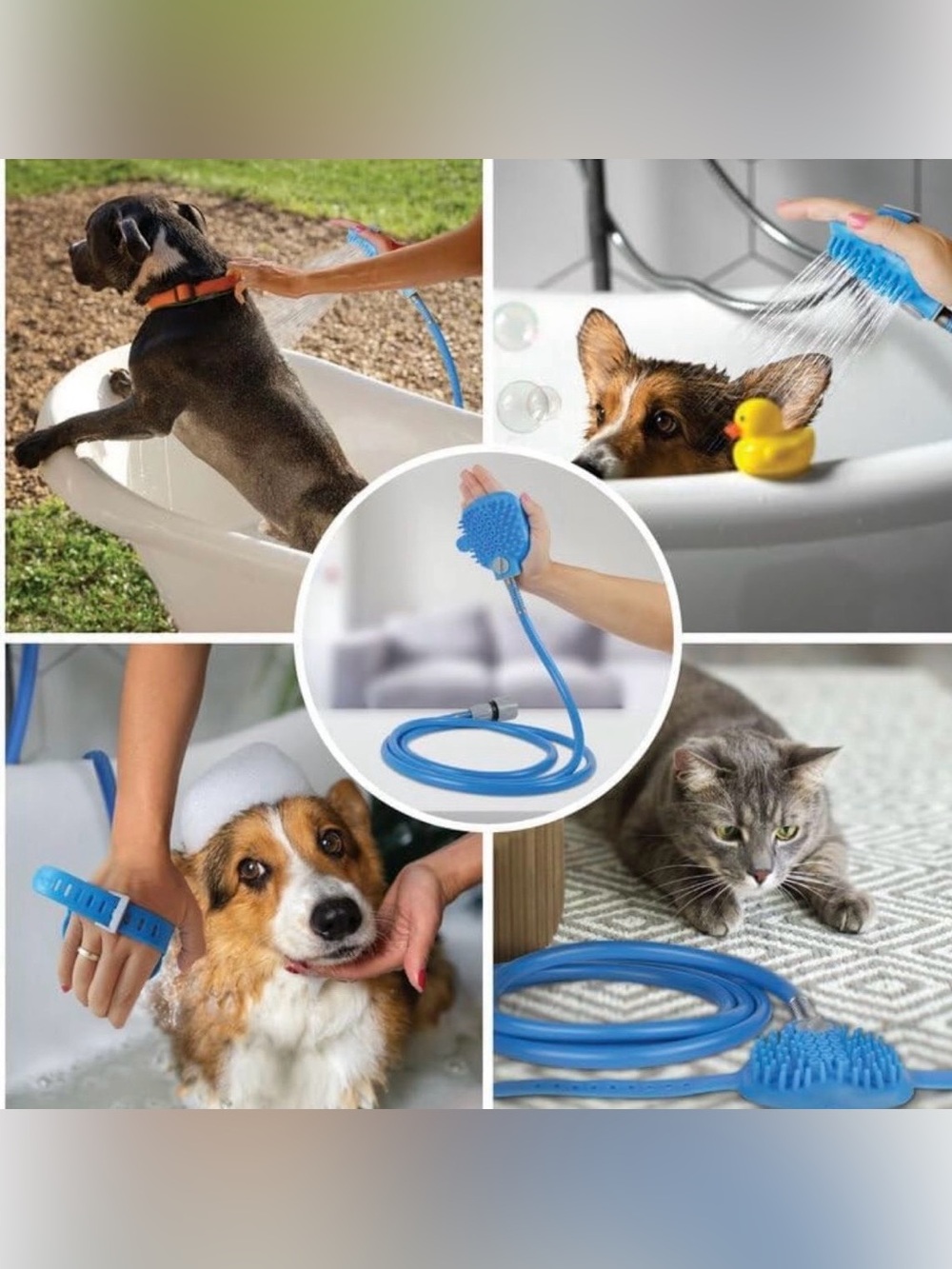 FurfectPet Pet Shower Hose Attachment-Soothing Massage Soft Silicone Bristles fo
